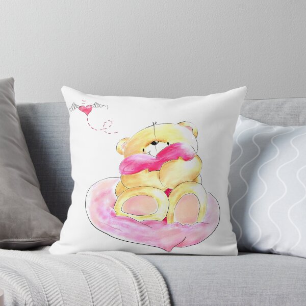 Item preview, Cute Forever Friends Bear Holding Heart Pillow designed and sold by Lavenna.