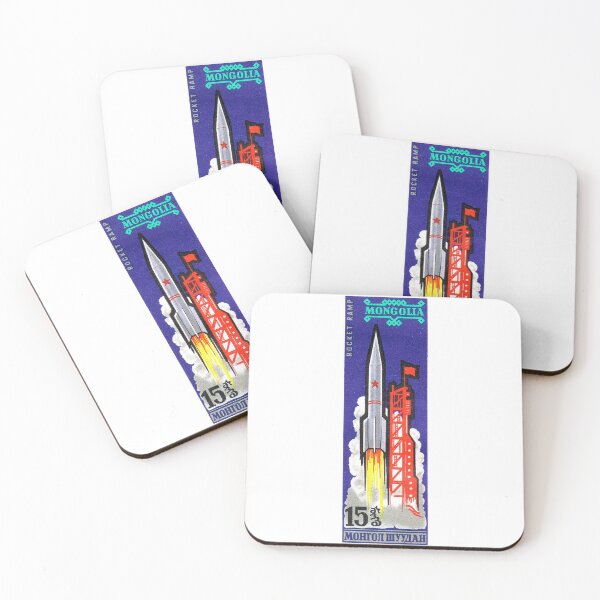Item preview, Vintage 1963 Mongolia rocket ramp postage stamp designed and sold by NVDesigns.