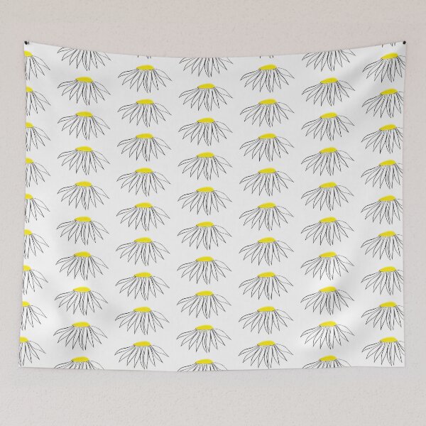 Item preview, Daisy Yellow Coneflower White Petals Hand Drawn designed and sold by H3designs.