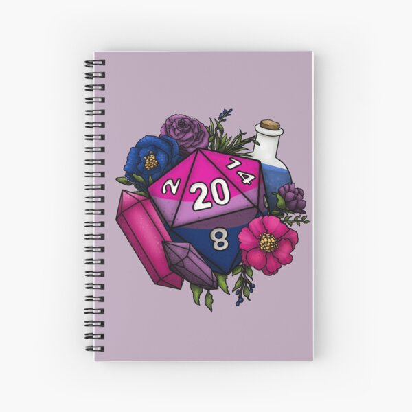 Pride Bisexual D20 Tabletop RPG Gaming Dice Spiral Notebook