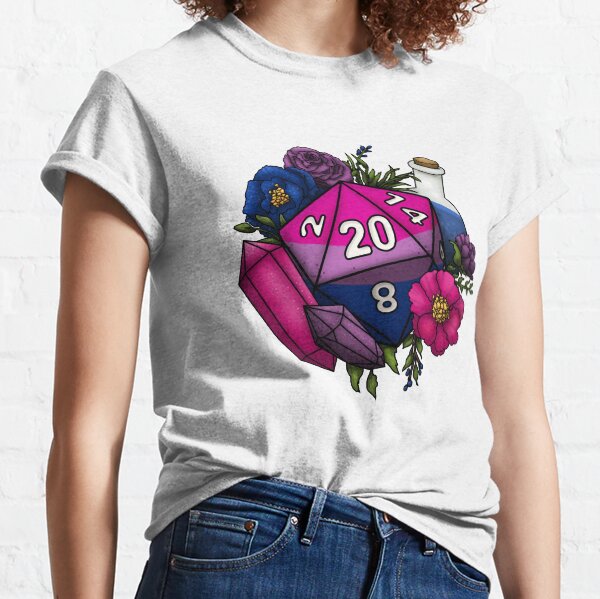 Pride Bisexual D20 Tabletop RPG Gaming Dice Classic T-Shirt