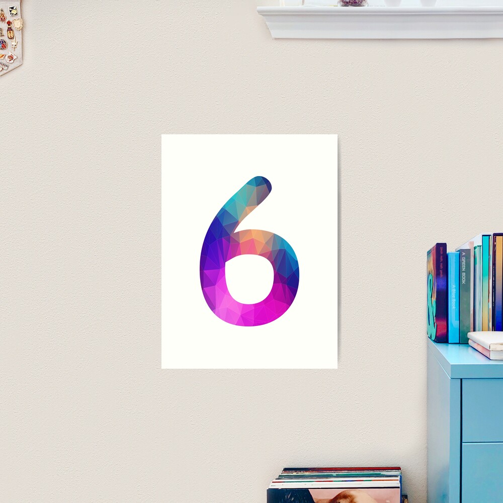 Number 6 Colorful Art Funny Six Gift