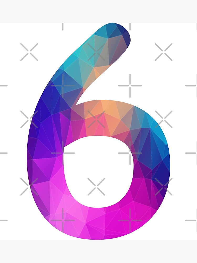 Number 6 Colorful Art Funny Six Gift