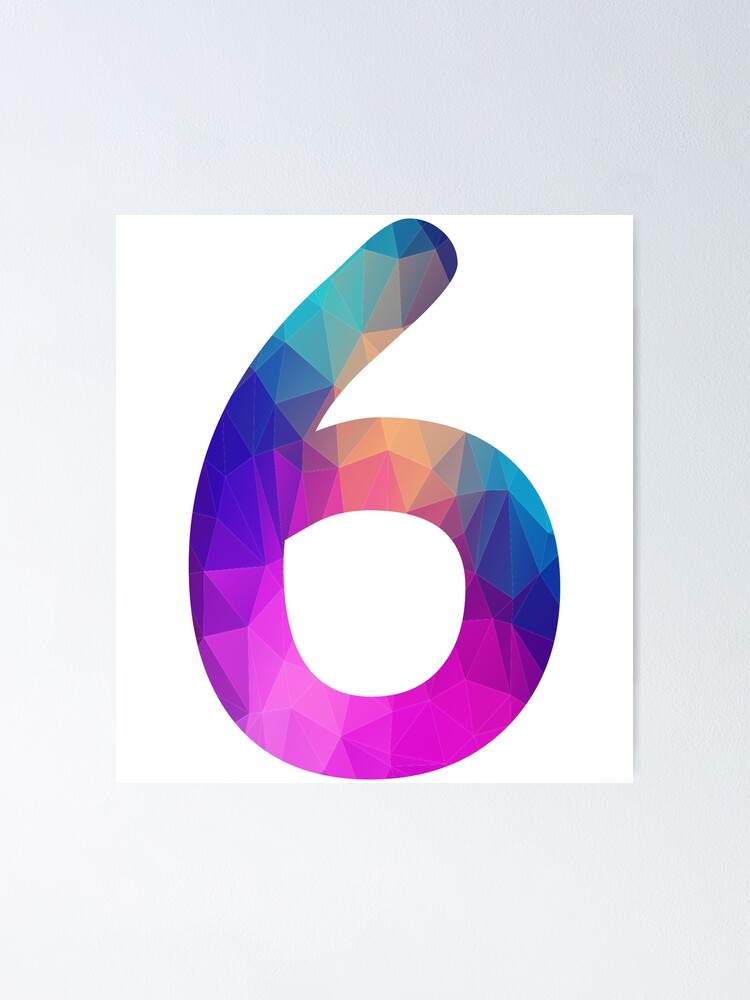Number 6 Colorful Art Funny Six Gift