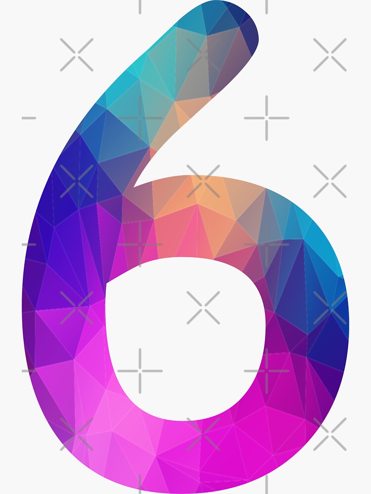 Number 6 Colorful Art Funny Six Gift