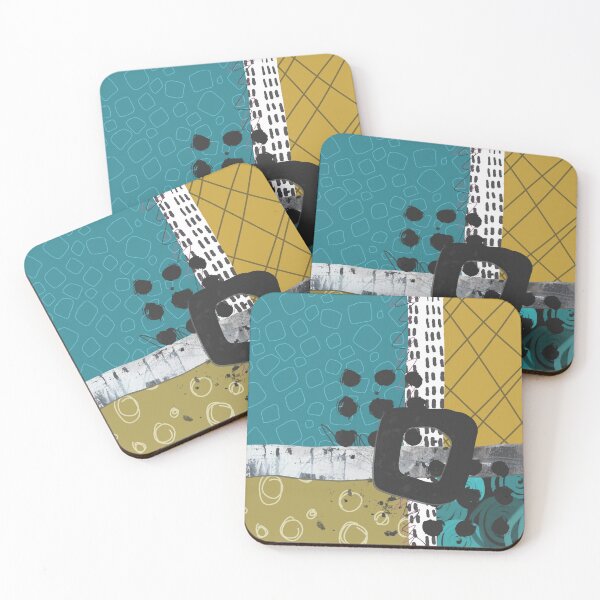 Item preview, Teal and Gold Modern Abstract Collage Art designed and sold by NancyMerkle.
