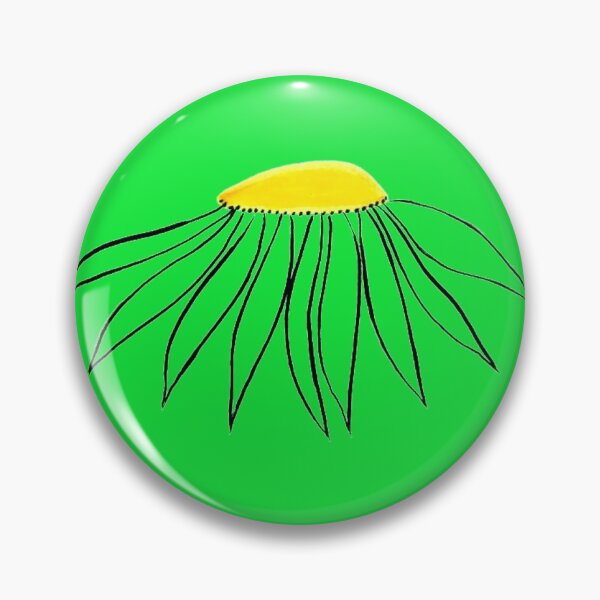 Item preview, Daisy Yellow Coneflower Green Petals & Background Hand Drawn designed and sold by H3designs.