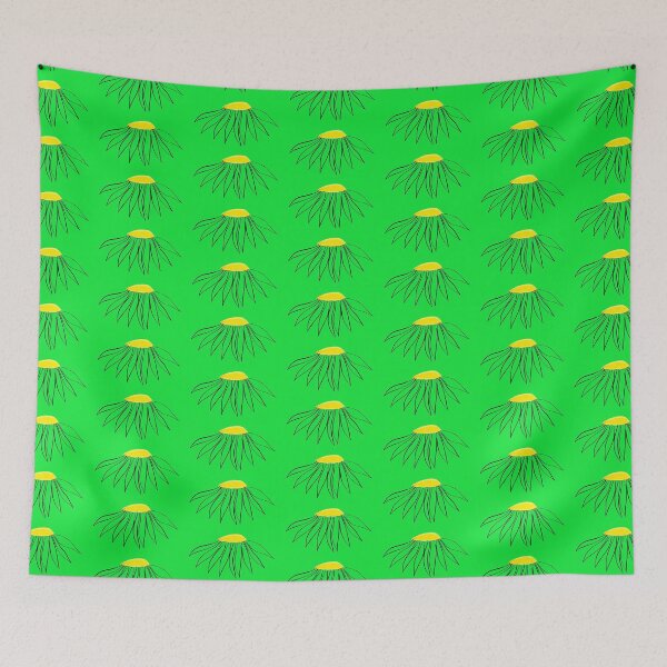 Item preview, Daisy Yellow Coneflower Green Petals & Background Hand Drawn designed and sold by H3designs.