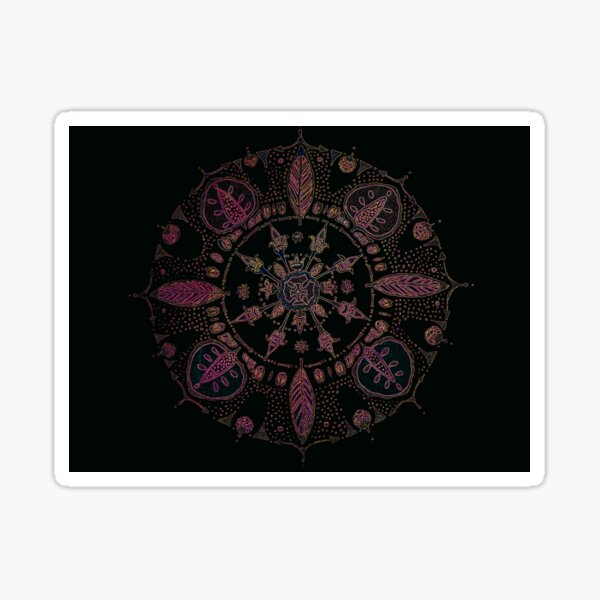 Pink Annona on Black Aqua Sticker