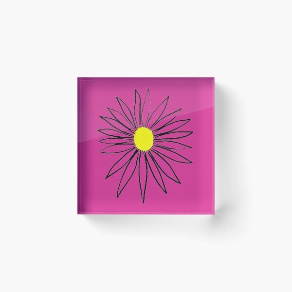 Item preview, Daisy Yellow Coneflower Pink Petals & Background Hand Drawn designed and sold by H3designs.