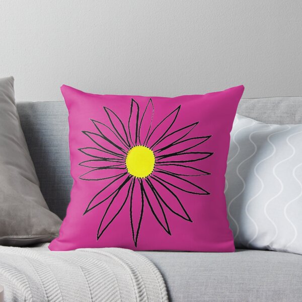Item preview, Daisy Yellow Coneflower Pink Petals & Background Hand Drawn designed and sold by H3designs.
