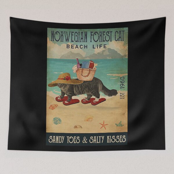 Item preview, Norwegian Forest Cat Beach Life Sandy Toes salty kissses designed and sold by Douglafa.