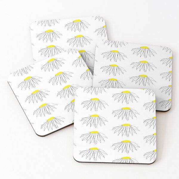 Item preview, Daisy Yellow Coneflower White Petals Hand Drawn designed and sold by H3designs.