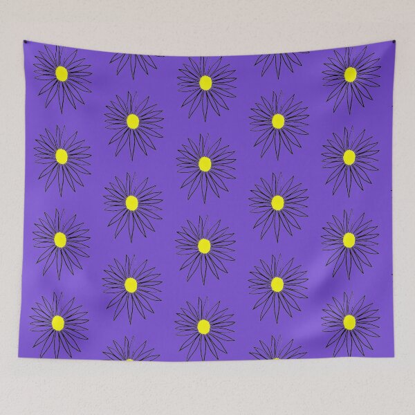 Item preview, Daisy Yellow Coneflower Indigo Blue Petals & Background Hand Drawn designed and sold by H3designs.