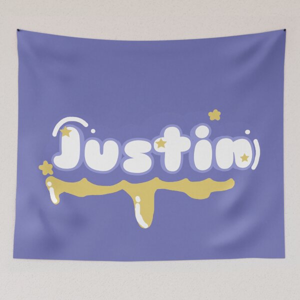 Item preview, Justin in kawaii cute animated letters designed and sold by MusicPopCulture.