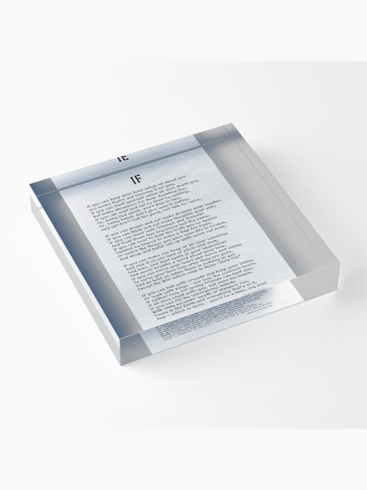 Alternate view of The Poem IF By Rudyard Kipling Acrylic Block