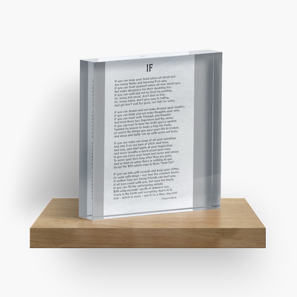 The Poem IF By Rudyard Kipling Acrylic Block