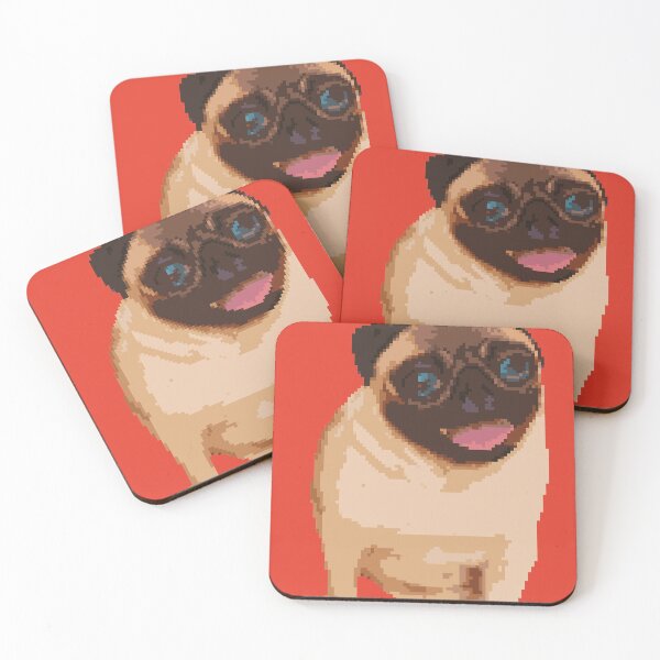 Item preview, a sitting Pug dog pixel art designed and sold by unepommedeterre.