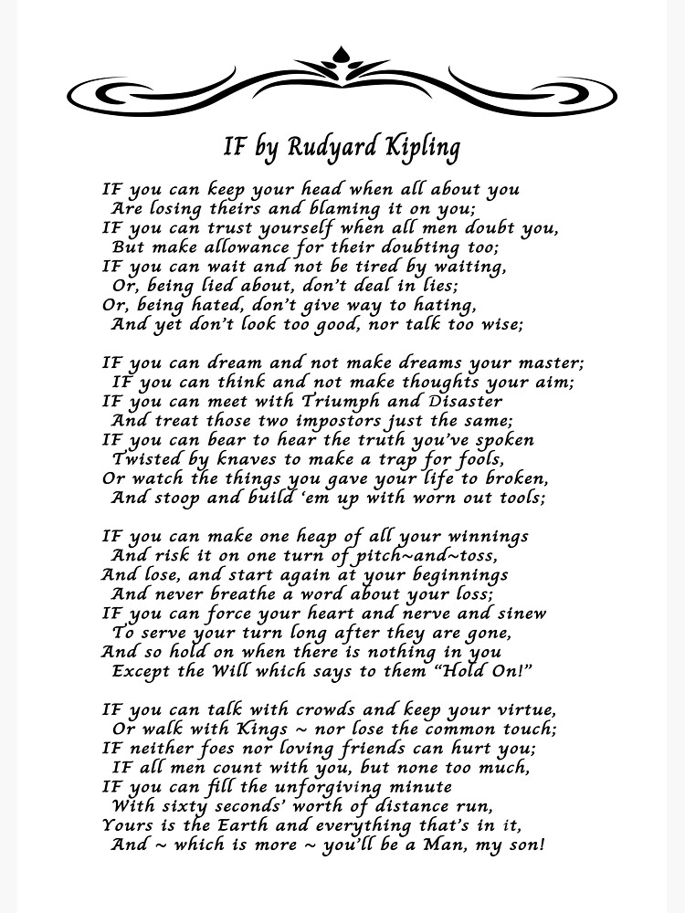 IF Poem Art Print IF Poem by Rudyard Kipling Art Print IF Poster If Poem  Poster If Poem Print If Poem Wall Art If you can If by Kipling Poem (8.3 x