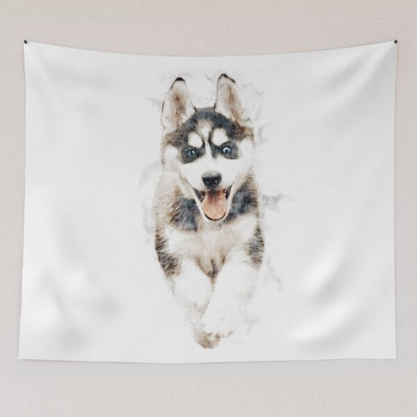 Item preview, Cute Siberian Husky Puppy Watercolor Artwork designed and sold by Typeglyphs.