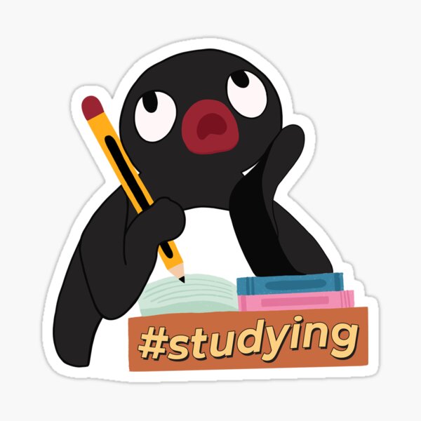Vista previa del artículo con la obra «Pingu estudiando», diseñado y vendido por Serendipity Studios.
