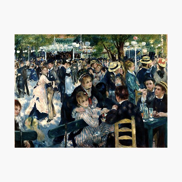 Bal du moulin de la Galette (Dance at Le moulin de la Galette) by Pierre-Auguste Renoir. French impressionist masterpiece painting. Photographic Print