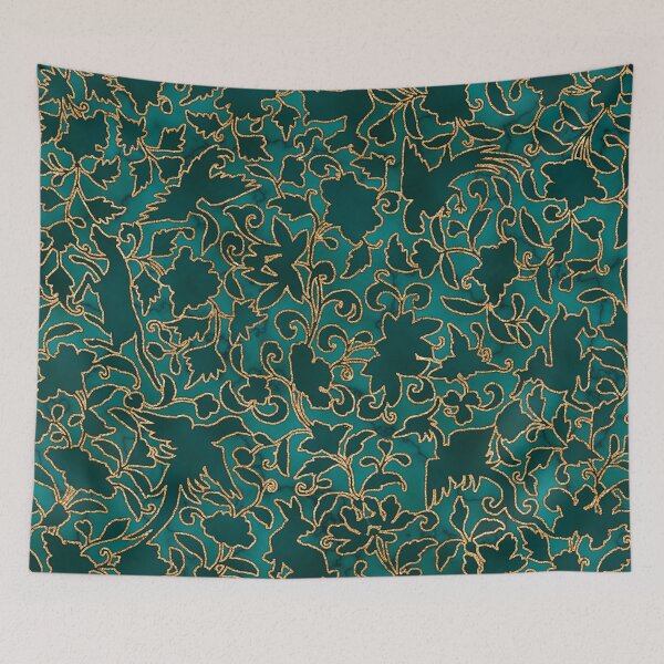 Item preview, Traditional oriental patterns green gold designed and sold by hobakmacha.