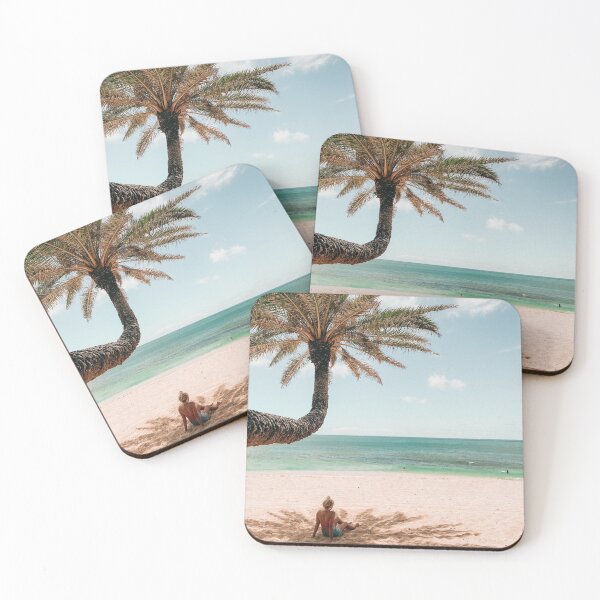 Item preview, Blonde Girl Under Palm Tree On a Beach in Oahu, Hawaii designed and sold by Hawaii Dream Life.