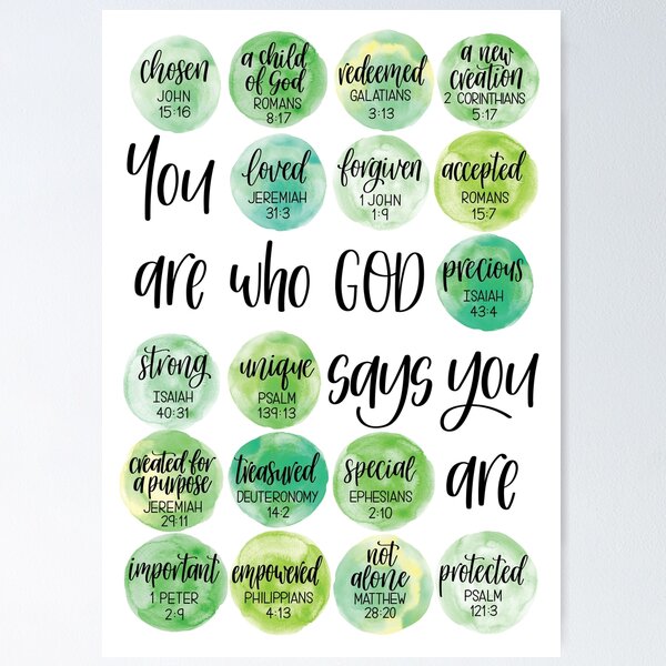 Item preview, You are who God says you are - Identity in Christ artwork - Green theme designed and sold by Rebecca Claire Designs.