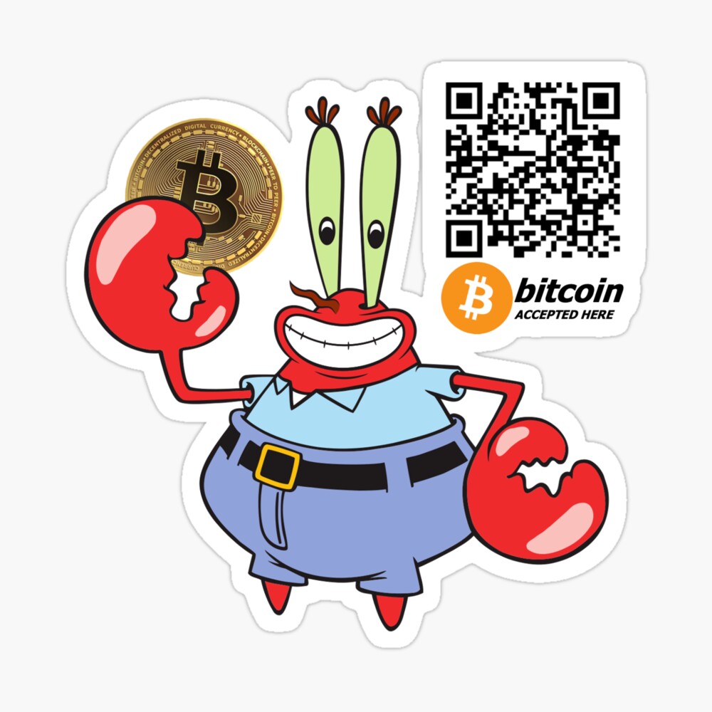 Customised - 'Bitcoin Accepted Here' Design Logo with QR code. Bitcoin Cryptocurrency  Blockchain Wallet Sticker for Sale by Art Vandelay