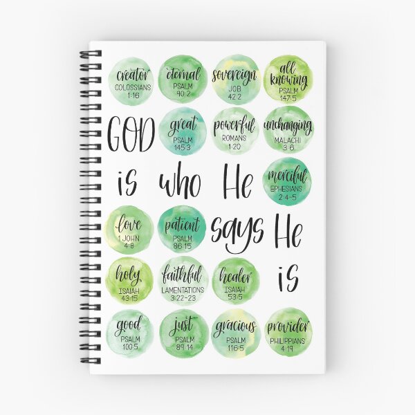 Item preview, God is who He says He is - Green watercolor - Character of God designed and sold by Rebecca Claire Designs.