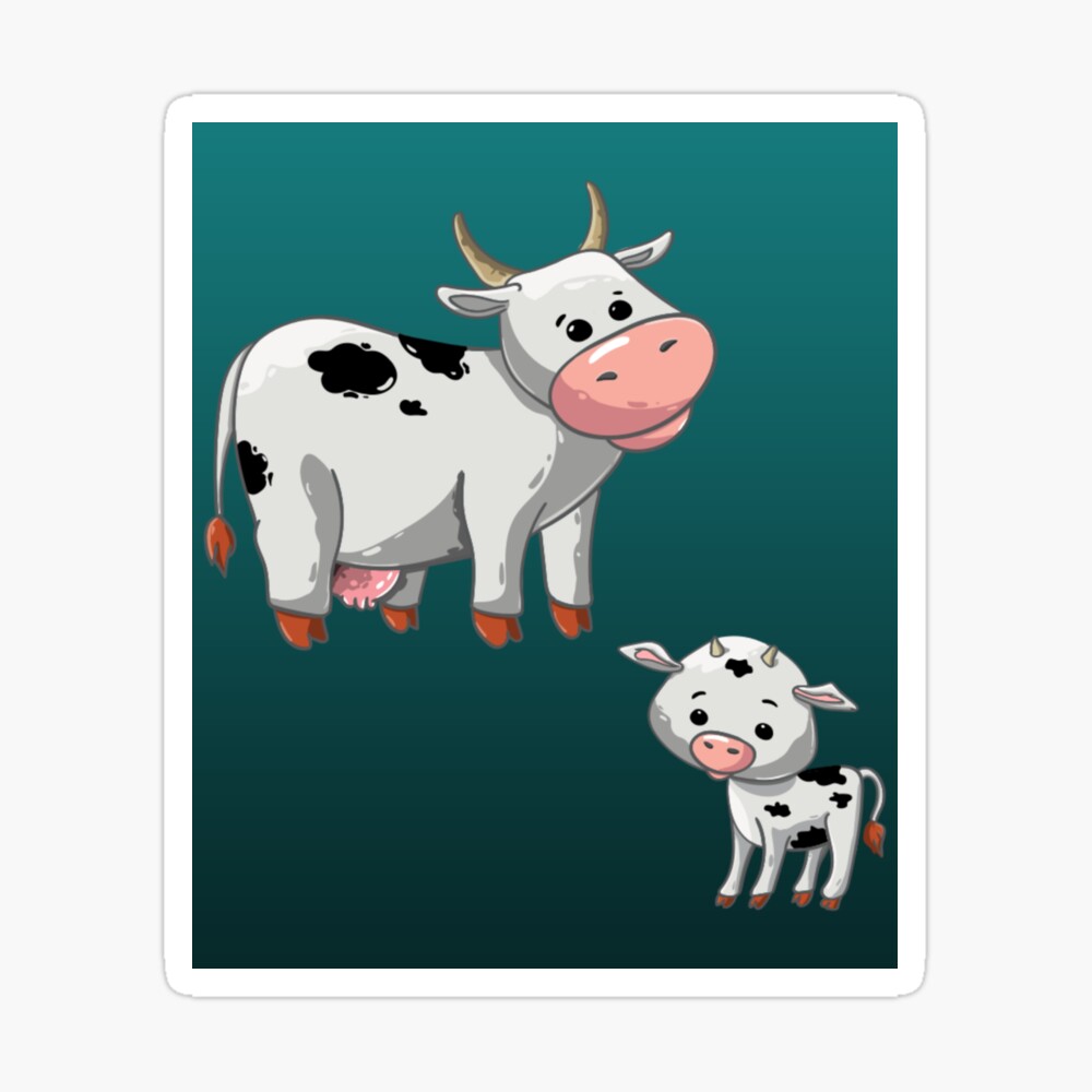 Cartoon Dairy Cow And Calf 