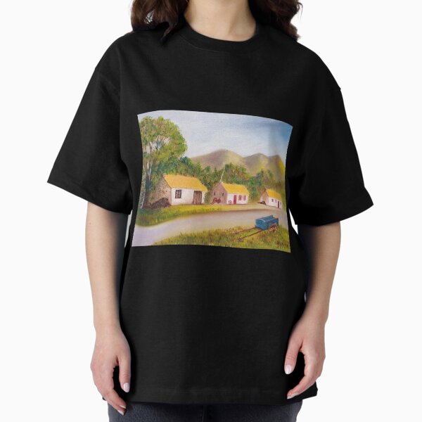 Old Ireland Cottage and Cart Oversized T-Shirt