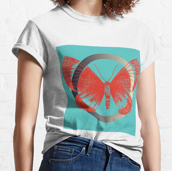 Colour Fusion Butterfly "Red Grey Turquoise" Classic T-Shirt