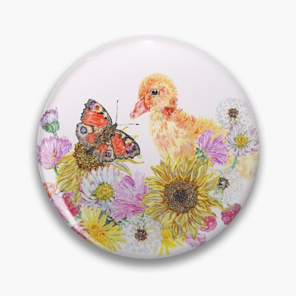 Item preview, Baby Duck in Sunflowers, Daisies and Dandelion Flowers designed and sold by becca-boyce.