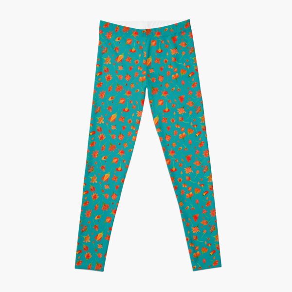 May flowers over turquoise Leggings