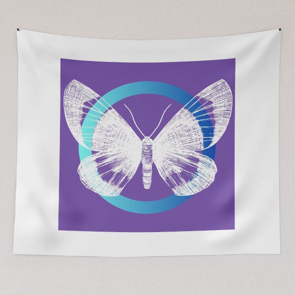 Artikelvorschau, Farbfusion Schmetterling "Weiß Blau Lila" entworfen und verkauft von ProfusionPro.