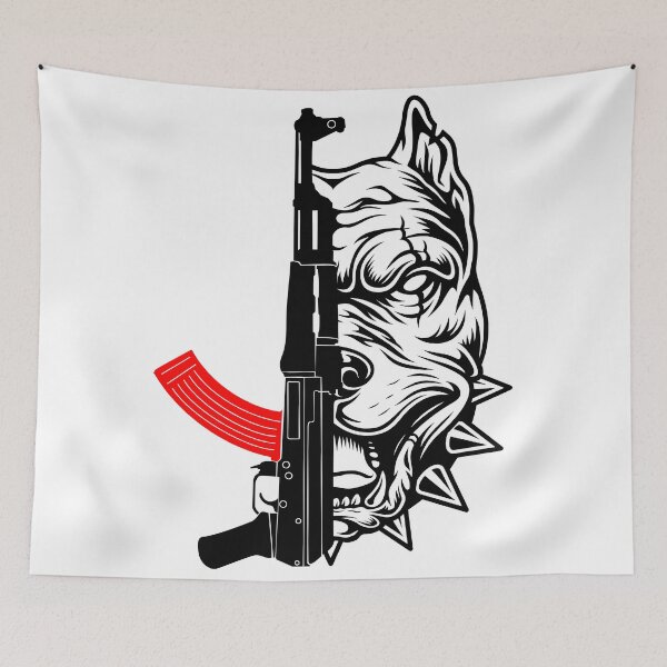Item preview, AK47 Kalashnikov with Pitbull BAD designed and sold by OneLine24.