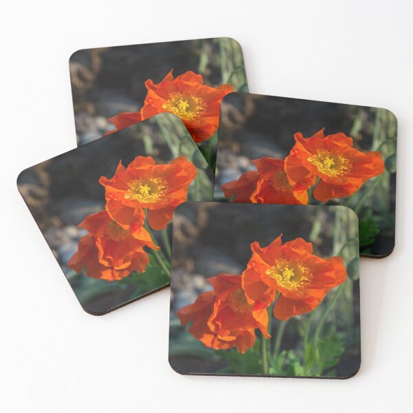 Item preview, Bold Crushed Silk - Vermilion Red Poppies Glowing in a Shady Garden designed and sold by Georgia Mizuleva.