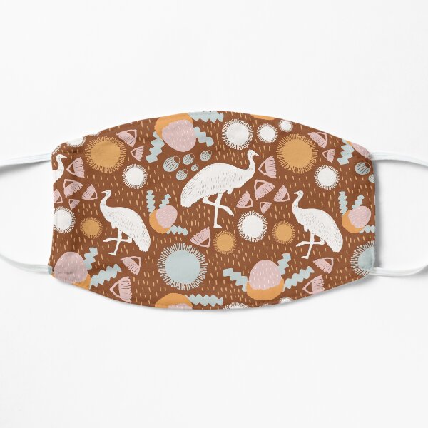 Emu Floral Earthy tones Flat Mask