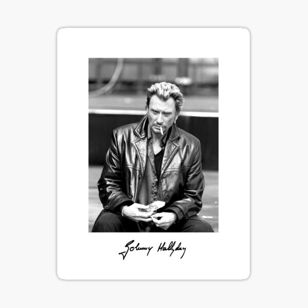 Johnny Hallyday - Portrait jeune noir et blanc Sticker