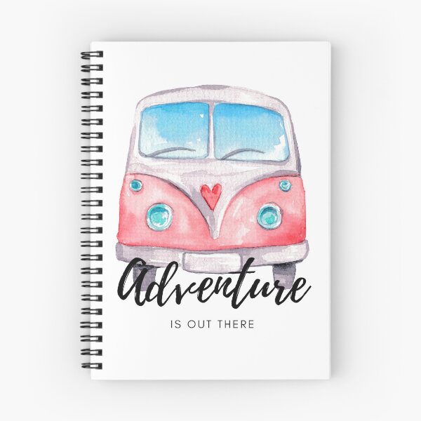 Item preview, Pink watercolor mini van with quote: adventure is out there - travel sticker  designed and sold by KIKAIA  The Label.