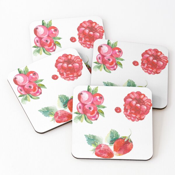 Item preview, Red watercolor summer fruit sticker pack with strawberries, raspberries and redberries  designed and sold by KIKAIA  The Label.