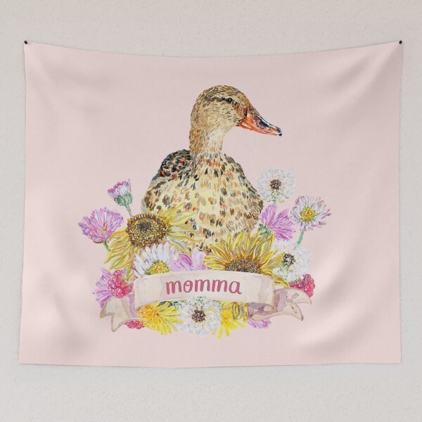 Item preview, Duck Momma with Sunflowers, Daisies and Dandelion Flowers designed and sold by becca-boyce.