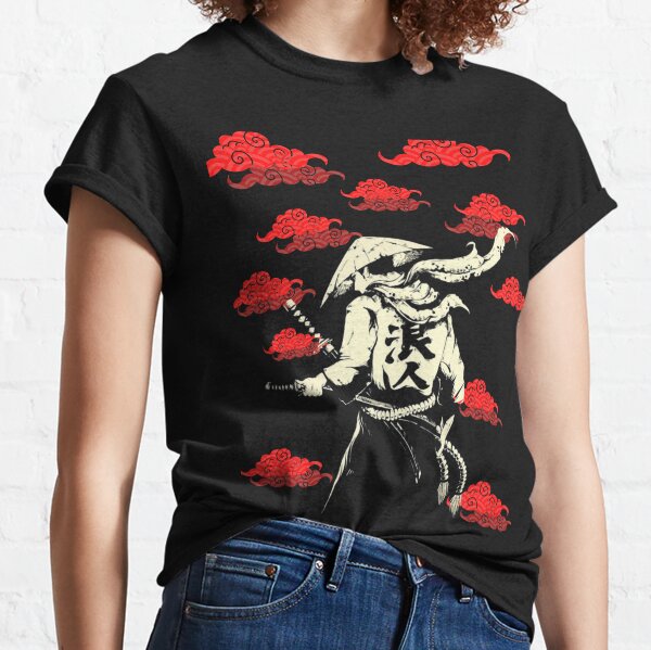 Guerrier Samouraï Japonais Nuage Rouge Anime T-shirt classique