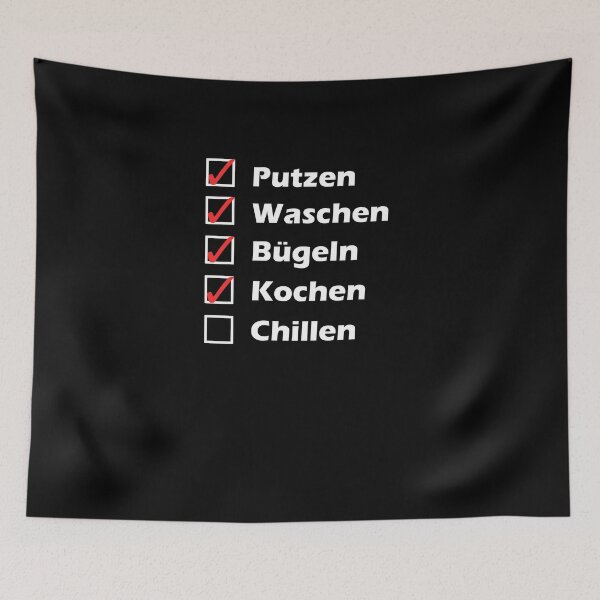 Artikelvorschau, Lustiger Mutter Spruch Putzen Waschen Kochen Chillen entworfen und verkauft von crecks.