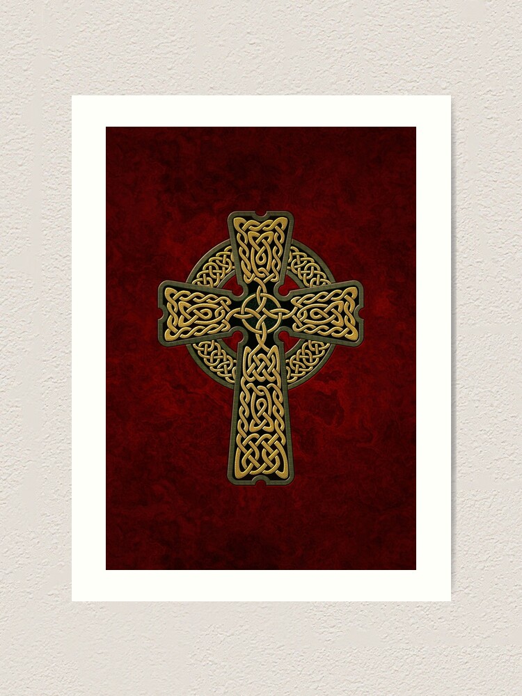 Keltisches Kreuz In Goldfarben Kunstdruck Von Chromedreaming Redbubble