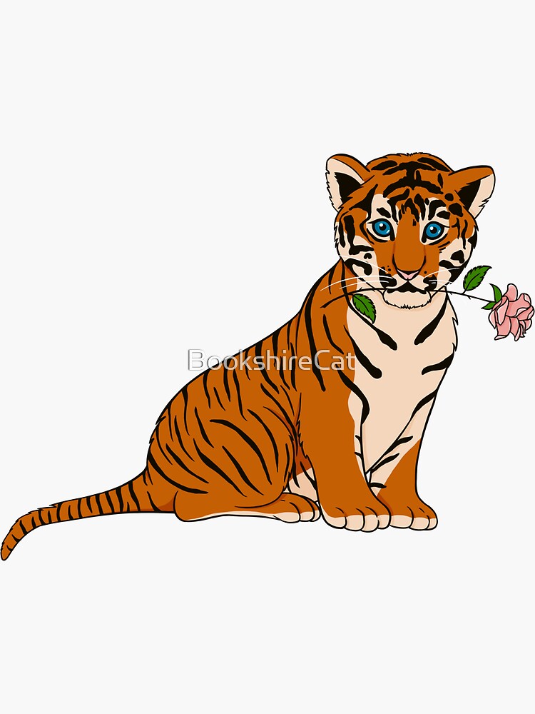 Tiger cub with a rose by BookshireCat
