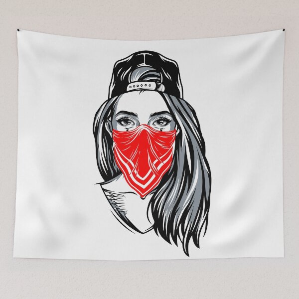 Item preview, Woman with face mask. Gangster Bride with Cappy designed and sold by OneLine24.