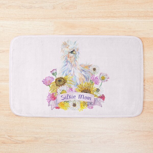 Item preview, Silkie Mom - White Silkie with Sunflowers and Daisy Flowers designed and sold by becca-boyce.